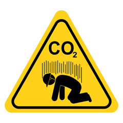 CO2 Warning hazard sign, Carbon Dioxide gas warning, asphyxiation hazard, danger warning sign. Flat vector illustration design isolated on white background