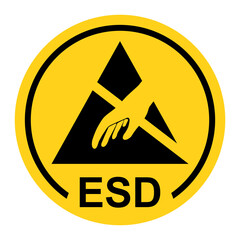 ESD Protective Area Sign, hazard warning sign. Flat vector illustration design isolated on white background