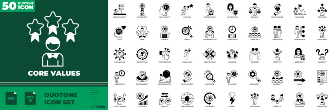 Core Values Duotone Editable Icons set.