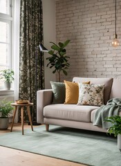 Scandinavian living room interior cozy natural daylight