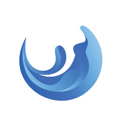 Abstract blue swirl wave logo — fluid dynamic water symbol vector design