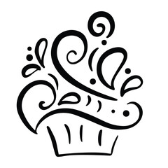 Decorative cupcake line art  elegant swirl dessert logo vector illustration