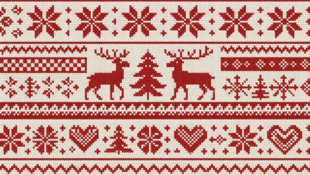 Festive Nordic winter pattern desktop wallpaper