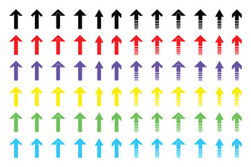 Versatile Up Arrow Icon Set - Colorful Growth, Upload, and Direction Symbols Vector.