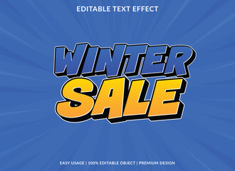 winter text effect template design business brand and promotion background