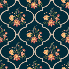 Vector Hand drawn colourful geometric flowers Motifs African boho paisley, seamless patterns with floral for fabric Ethnic Indian Pattern, textiles, clothing, wrapping paper, backdrop, banner.
