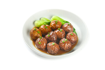 Chinese Braised Lions Head Meatballs Yangzhou Style Special Banquet Dish with Bok Choy