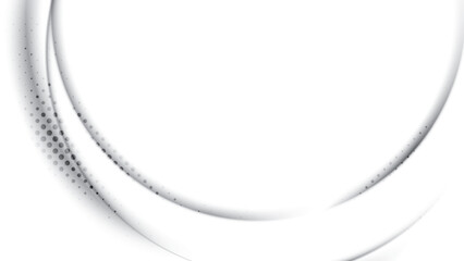 Abstract white and gray color background with curve lines and halftone effect, dot pattern. Vector illustration.
