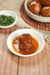 Four Lions Head Braised Meatballs Chinese Specialty Banquet Dish with Sauce