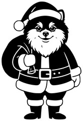 Rottwailer illustration terrier silhouette adorable logo year icon flat outline Husky holiday yorkshire set labrador christmas santa costume red shape christmas logo vector graphic background