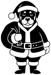 Rottwailer illustration Husky silhouette christmas logo hat icon cute outline pet puppy terrier holiday santa animal funny breed winter shape and vector graphic background