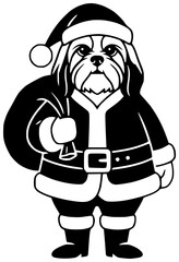 Shih illustration Tzu silhouette christmas logo hat icon cute outline pet puppy terrier holiday santa animal funny breed winter shape and vector graphic background