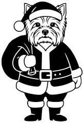 dog illustration christmas silhouette hat logo cute icon pet outline puppy terrier holiday santa animal funny breed winter adorable shape kids vector graphic background