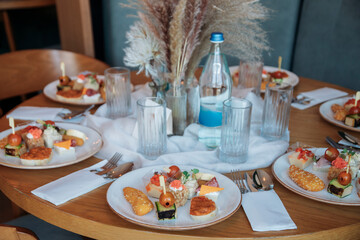 Wedding dinner table at reception