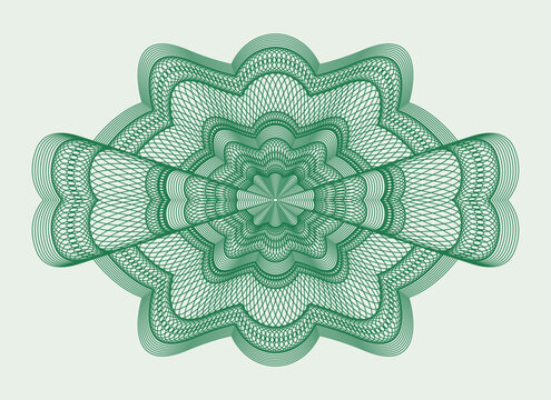 An elegant, detailed green guilloche in a vintage style.