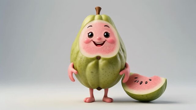 full-body guava-shaped character 