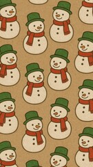 Obraz premium Charming snowman pattern wallpaper for mobile