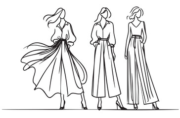 Fototapeta premium Fashion models. Sketch. Woman in dress