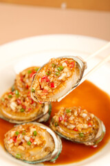 Steamed Abalone with Garlic Vermicelli Noodles Chinese Seafood Dish