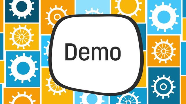 Demo Gears Rotating Blue Orange Grid Horizontal 