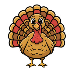 illustration of a turkey from the front on a white background.