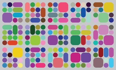 Vibrant abstract pattern with varied colorful geometric shapes grid design