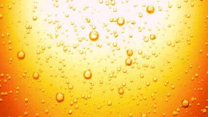 Dynamic amber liquid with sparkling bubbles creating refreshing fizzy texture for summer drinks and vibrant abstract backgrounds - Powered by Adobe