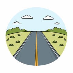 Long country road disappears into the horizon on a clear day, travel concept