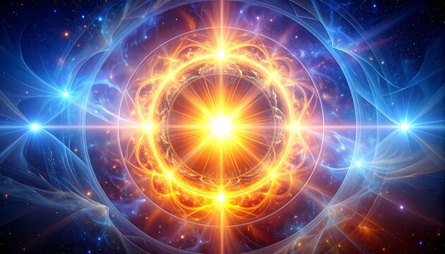 Glowing cosmic energy radiating from a bright central star - Powered by Adobe