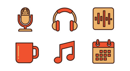 Modern icons for podcasting, music, and planning your projects