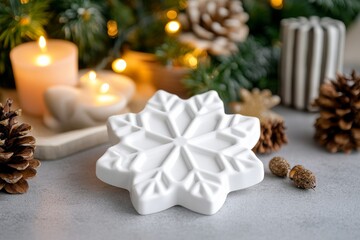 The background for Christmas features fir branches and decorations on a bohek background