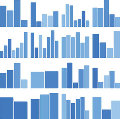 Fototapeta premium Blue bar graphs illustrating data trends and financial growth concept on white