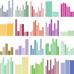 Modern abstract colorful bar charts for data visualization and analysis
