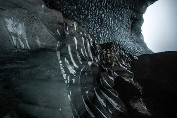 Ice cave in Iceland. Beautiful winter landscape with ice cave in Iceland.