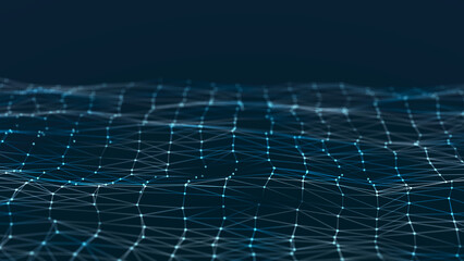Abstract space with dots and lines. Network structure. Background concept for your design. 3d rendering.