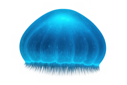 Glowing blue energy dome creating a protective force field, abstract plasma effect with transparent background