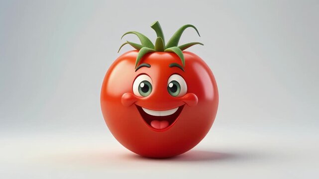 Full-body tomato-shaped character on white baground