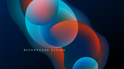 Abstract fluid shapes overlap, creating vibrant color gradients. Dark background emphasizes dynamic composition, modern design elements.