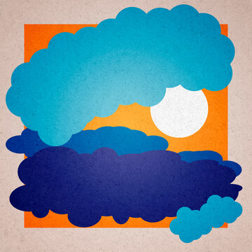 Abstract illustration of cloud and sun in a colorful sky