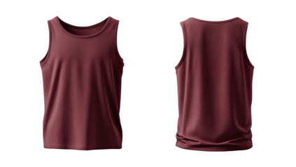 Burgundy sleeveless top, front and back views