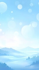 Misty blue mountain range with bokeh lights