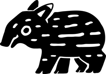 Minimalist Illustration of a Malayan Tapir baby
