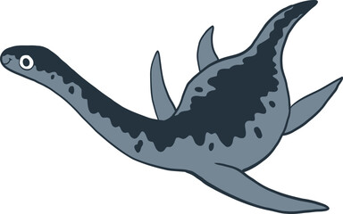 Cartoon Illustration of Loch Ness Monster