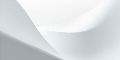 Abstract white background with a light texture and subtle grey shadows, featuring a blank sheet of paper with a folded corner and a gentle curve for business design templates