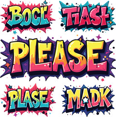 Urban Graffiti Vector Set – Bold Street Tags, Characters, and Gothic Lettering.