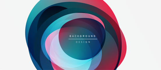 Fototapeta premium Abstract circular design. Layers overlap, creating vibrant color gradients. Text reads background design within central circle. Modern, minimalist aesthetic.