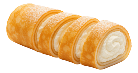 Layered marshmallow sandwich in a clear plastic wrapper for snack packs.