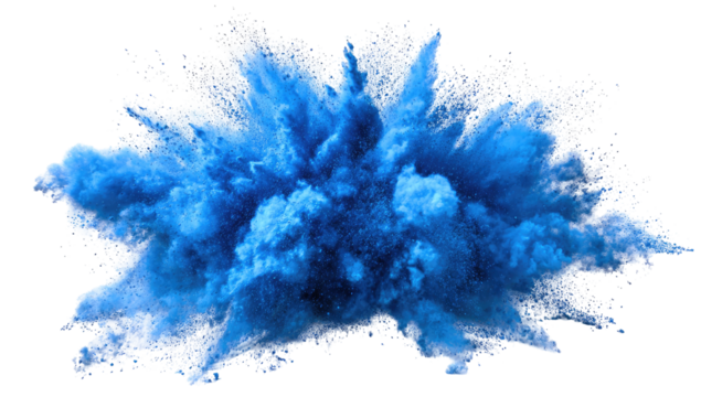 Exploding vibrant blue powder