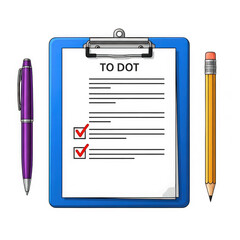 Clipboard with pen pencil and checklist ready for work transparent background