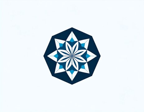 Geometric floral design centered on a white background - Powered by Adobe